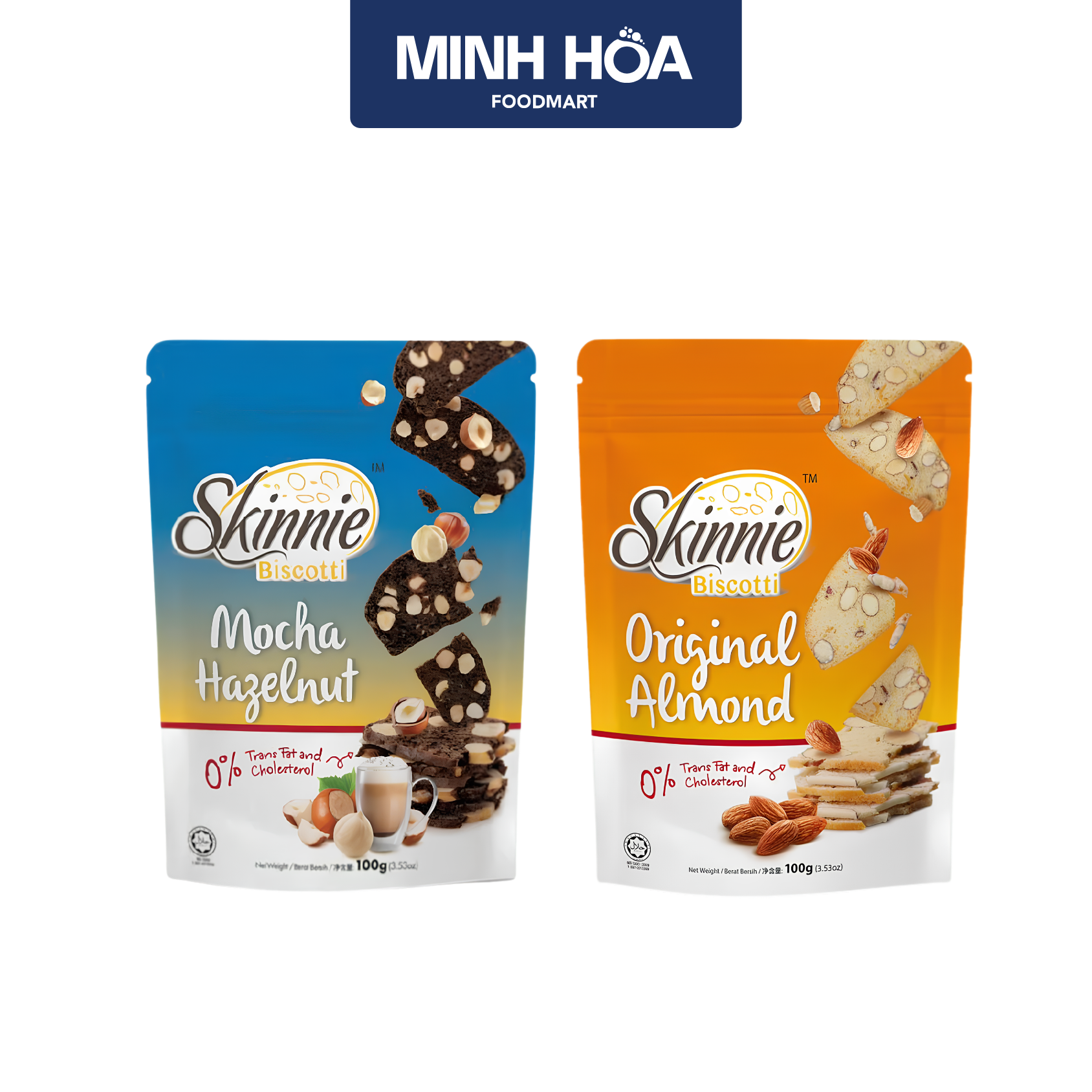 Bánh ngũ cốc giảm cân Skinnie Biscotti (Original Almond / Mocha Hazelnut) - 100g