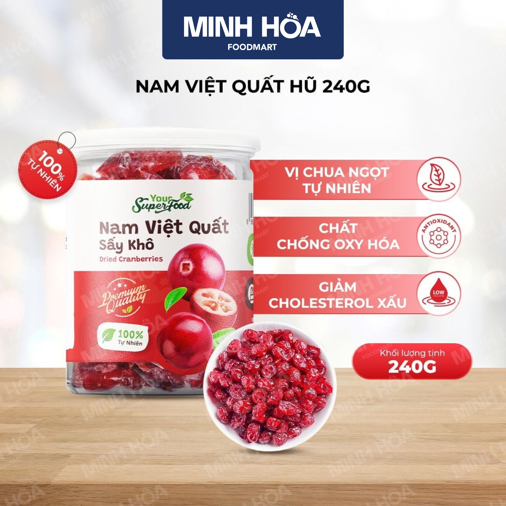 Nam Việt Quất Sấy Khô Nhập Khẩu Từ Canada, Hũ 240g - Your Superfood (2)