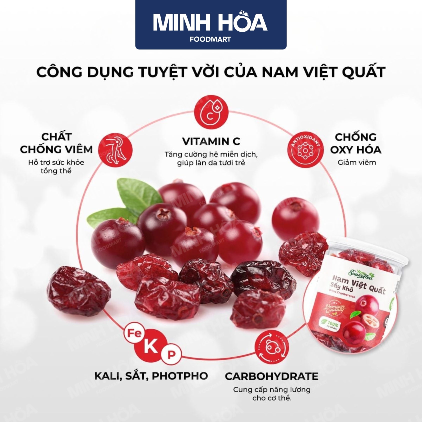 Nam Việt Quất Sấy Khô Nhập Khẩu Từ Canada, Hũ 240g - Your Superfood (3)