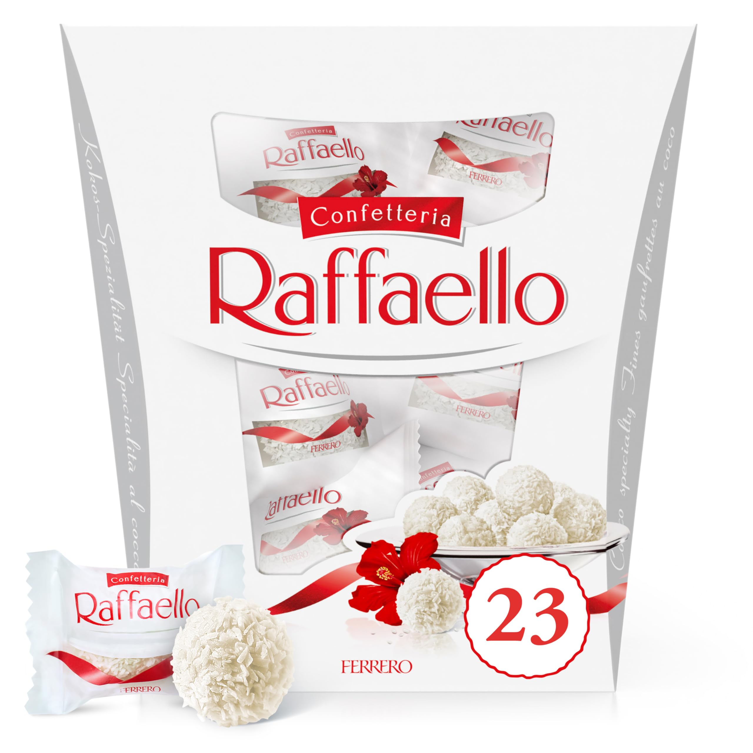 KẸO SOCOLA DỪA HẠNH NHÂN FERRERO RAFFAELLO – HỘP NƠ 23 VIÊN (230G)